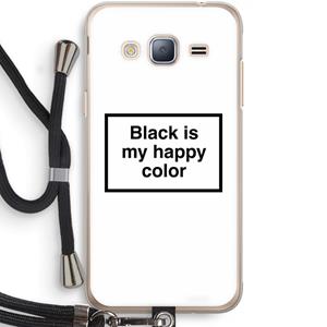 CaseCompany Black is my happy color: Samsung Galaxy J3 (2016) Transparant Hoesje met koord