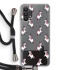 CaseCompany Eenhoorns overal: Samsung Galaxy A32 5G Transparant Hoesje met koord