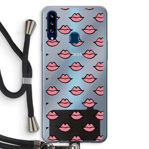 CaseCompany Lipjes: Samsung Galaxy A20s Transparant Hoesje met koord
