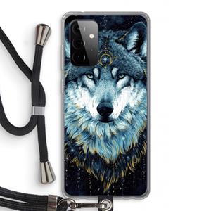 CaseCompany Darkness Wolf: Samsung Galaxy A72 5G Transparant Hoesje met koord