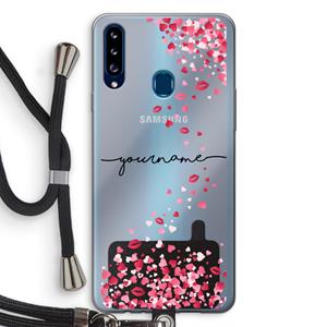 CaseCompany Hartjes en kusjes: Samsung Galaxy A20s Transparant Hoesje met koord