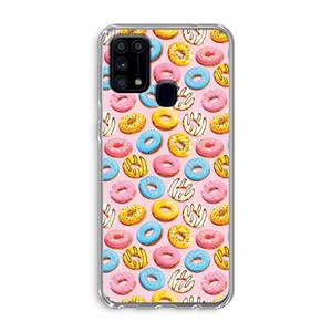 CaseCompany Pink donuts: Samsung Galaxy M31 Transparant Hoesje