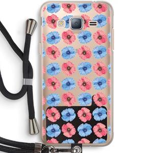 CaseCompany Klaproosjes: Samsung Galaxy J3 (2016) Transparant Hoesje met koord