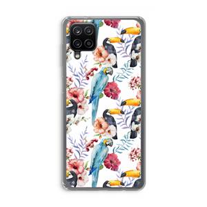 CaseCompany Bloemen tukan: Samsung Galaxy A12 Transparant Hoesje