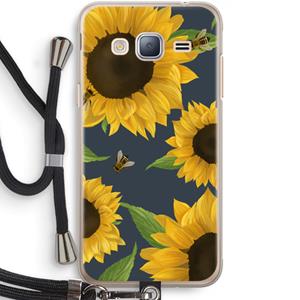 CaseCompany Sunflower and bees: Samsung Galaxy J3 (2016) Transparant Hoesje met koord