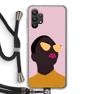 CaseCompany Yellow glasses: Samsung Galaxy A32 5G Transparant Hoesje met koord