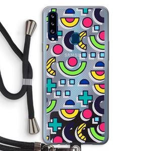 CaseCompany 8-bit N°6: Samsung Galaxy A20s Transparant Hoesje met koord