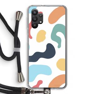 CaseCompany Memphis Shapes Blue: Samsung Galaxy A32 5G Transparant Hoesje met koord