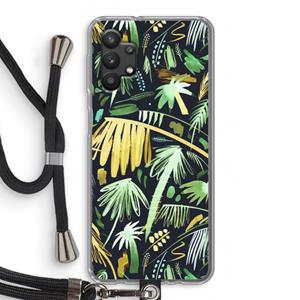 CaseCompany Tropical Palms Dark: Samsung Galaxy A32 5G Transparant Hoesje met koord