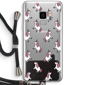 CaseCompany Eenhoorns overal: Samsung Galaxy S9 Transparant Hoesje met koord