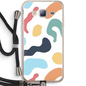 CaseCompany Memphis Shapes Blue: Samsung Galaxy J3 (2016) Transparant Hoesje met koord
