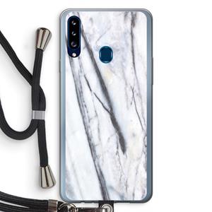CaseCompany Gestreepte marmer: Samsung Galaxy A20s Transparant Hoesje met koord