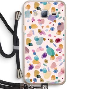 CaseCompany Terrazzo Memphis Pink: Samsung Galaxy J3 (2016) Transparant Hoesje met koord