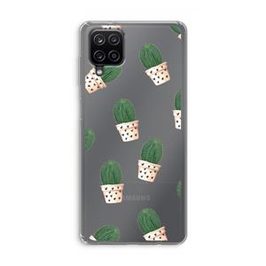 CaseCompany Cactusprint roze: Samsung Galaxy A12 Transparant Hoesje