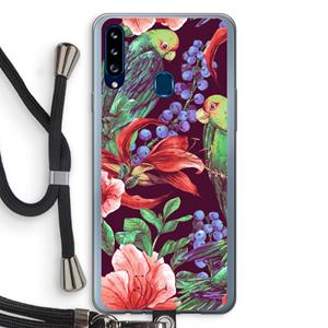 CaseCompany Papegaaien: Samsung Galaxy A20s Transparant Hoesje met koord
