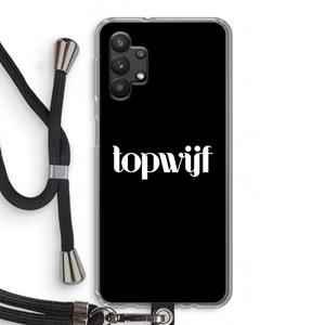 CaseCompany Topwijf Zwart: Samsung Galaxy A32 5G Transparant Hoesje met koord