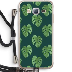 CaseCompany Monstera leaves: Samsung Galaxy J3 (2016) Transparant Hoesje met koord