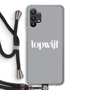 CaseCompany Topwijf Grijs Wit: Samsung Galaxy A32 5G Transparant Hoesje met koord