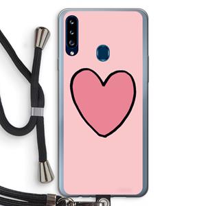 CaseCompany Hartje: Samsung Galaxy A20s Transparant Hoesje met koord