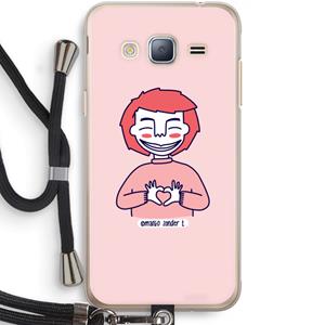 CaseCompany Hartje: Samsung Galaxy J3 (2016) Transparant Hoesje met koord