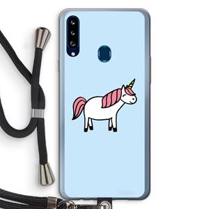 CaseCompany Eenhoorn: Samsung Galaxy A20s Transparant Hoesje met koord