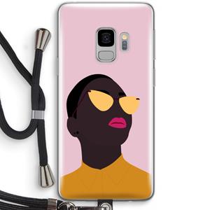 CaseCompany Yellow glasses: Samsung Galaxy S9 Transparant Hoesje met koord