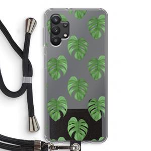 CaseCompany Monstera leaves: Samsung Galaxy A32 5G Transparant Hoesje met koord
