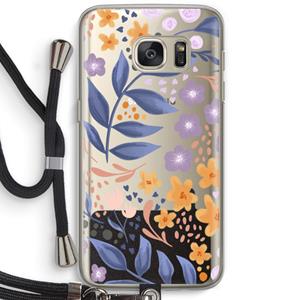 CaseCompany Flowers with blue leaves: Samsung Galaxy S7 Transparant Hoesje met koord
