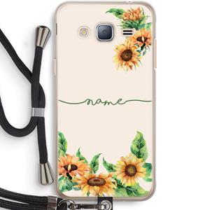 CaseCompany Zonnebloemen: Samsung Galaxy J3 (2016) Transparant Hoesje met koord