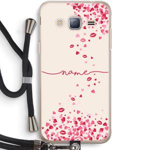 CaseCompany Hartjes en kusjes: Samsung Galaxy J3 (2016) Transparant Hoesje met koord