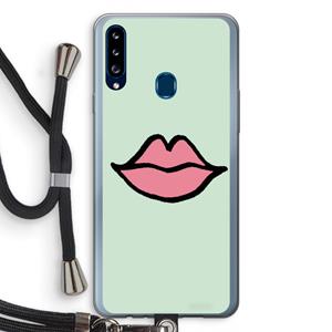 CaseCompany Kusje: Samsung Galaxy A20s Transparant Hoesje met koord