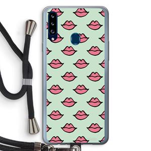CaseCompany Lipjes: Samsung Galaxy A20s Transparant Hoesje met koord