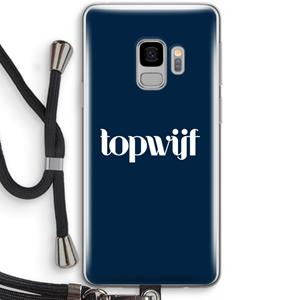 CaseCompany Topwijf Navy: Samsung Galaxy S9 Transparant Hoesje met koord