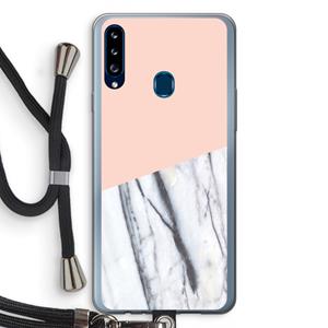 CaseCompany A touch of peach: Samsung Galaxy A20s Transparant Hoesje met koord