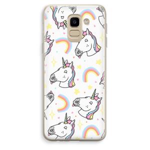 CaseCompany Rainbow Unicorn: Samsung Galaxy J6 (2018) Transparant Hoesje
