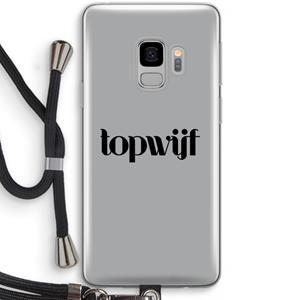 CaseCompany Topwijf Grijs Zwart: Samsung Galaxy S9 Transparant Hoesje met koord