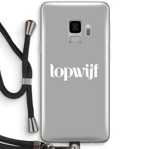 CaseCompany Topwijf Grijs Wit: Samsung Galaxy S9 Transparant Hoesje met koord