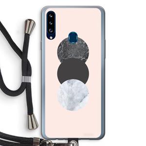 CaseCompany Marmeren cirkels: Samsung Galaxy A20s Transparant Hoesje met koord