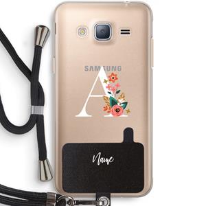 CaseCompany Pink Bouquet: Samsung Galaxy J3 (2016) Transparant Hoesje met koord