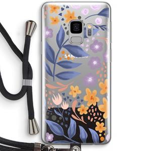 CaseCompany Flowers with blue leaves: Samsung Galaxy S9 Transparant Hoesje met koord
