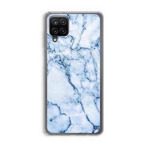 CaseCompany Blauw marmer: Samsung Galaxy A12 Transparant Hoesje