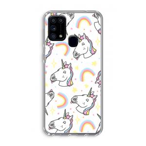 CaseCompany Rainbow Unicorn: Samsung Galaxy M31 Transparant Hoesje