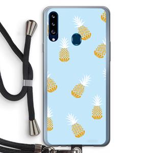CaseCompany Ananasjes: Samsung Galaxy A20s Transparant Hoesje met koord