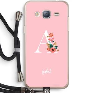 CaseCompany Pink Bouquet: Samsung Galaxy J3 (2016) Transparant Hoesje met koord