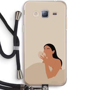 CaseCompany Fresh coffee: Samsung Galaxy J3 (2016) Transparant Hoesje met koord