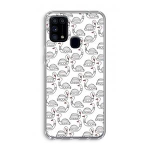 CaseCompany Zwanen: Samsung Galaxy M31 Transparant Hoesje