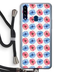CaseCompany Klaproosjes: Samsung Galaxy A20s Transparant Hoesje met koord