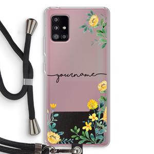 CaseCompany Gele bloemen: Samsung Galaxy A51 5G Transparant Hoesje met koord