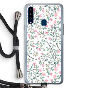 CaseCompany Sierlijke bloemen: Samsung Galaxy A20s Transparant Hoesje met koord