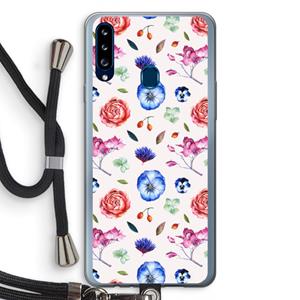 CaseCompany Bloemetjes: Samsung Galaxy A20s Transparant Hoesje met koord